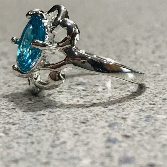 Aquamarine Topaz White Gold Filled Set
Double Heart Necklace & Earrings, + - Picture 6 of 9